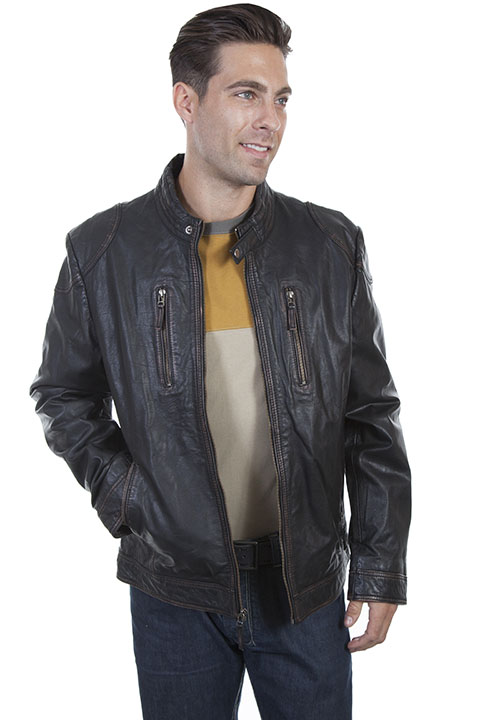 Leather jacket with stand up collar [35] : OldTradingPost.com Western ...