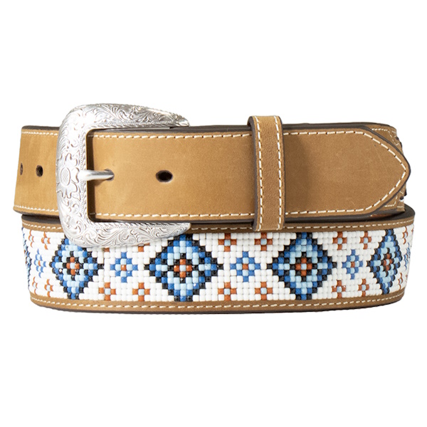 (image for) 1 1/2" Leather Belt Diamond Bead Inlay