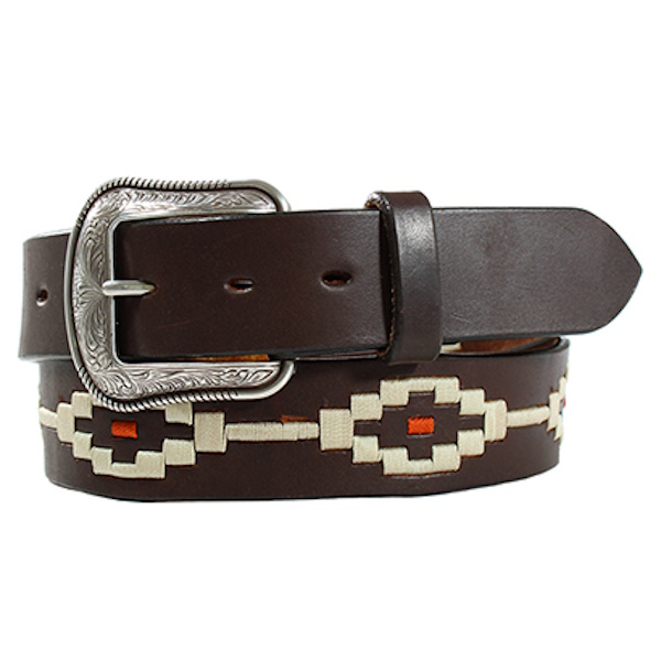 (image for) 1 1/2'' Leather Belt with Stitch Pattern
