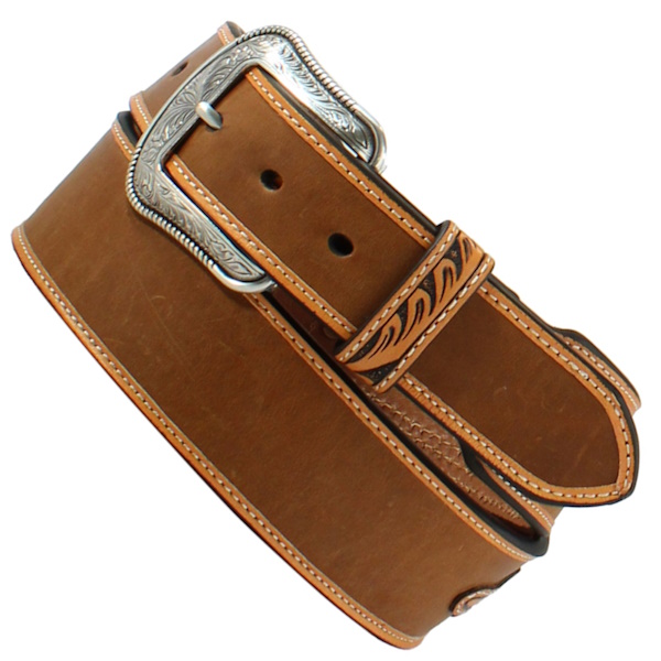 (image for) 1 7/8" Tapered Leather Belt Southwestern Conchos
