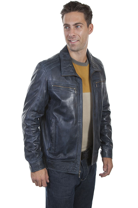 (image for) Lambskin zip front jacket with Pointed Collar