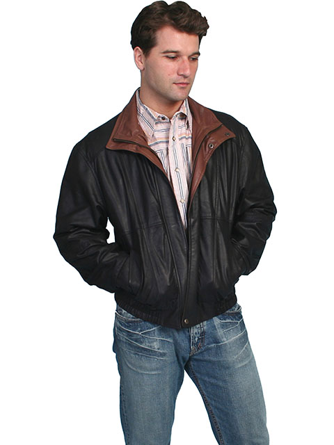 Featherlite leather jacket with double collar