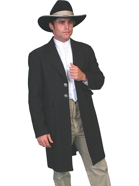 (image for) Men's Wool Frock Coat with Dragon Lining (Black / Size 38)