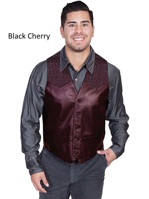(image for) Leather vest with ostrich trim