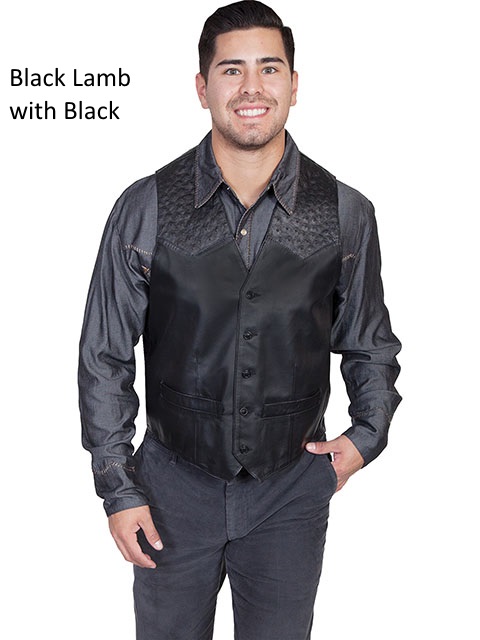 (image for) Leather vest with ostrich trim