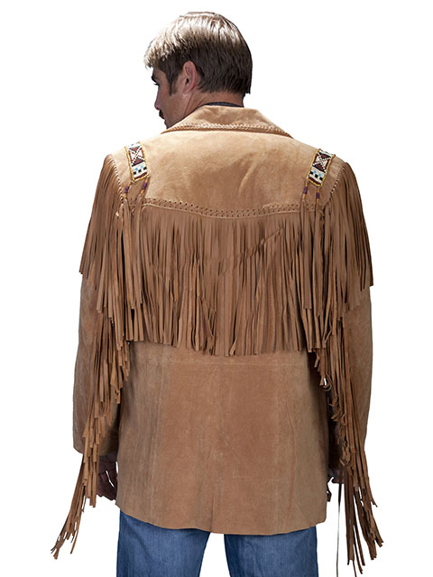 (image for) Fringe leather jacket with bone and bead