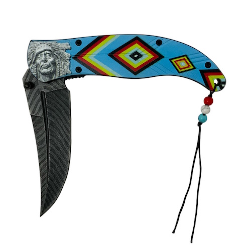 (image for) Blue Tribal Chief Assisted Folding Knife