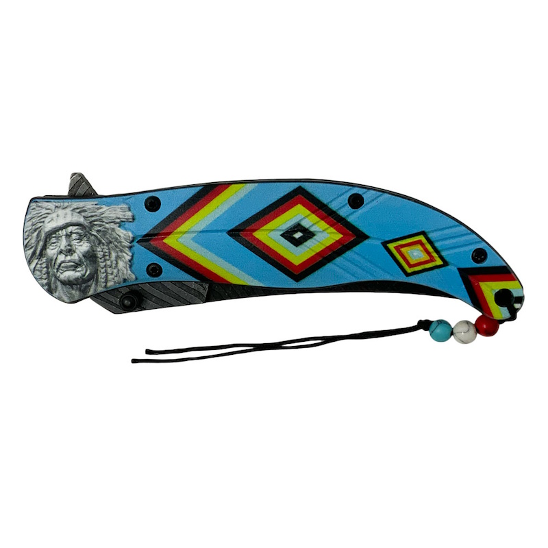 (image for) Blue Tribal Chief Assisted Folding Knife