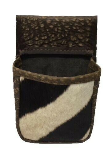 Old Post Shell Pouch Burchell Zebra & Brown Cape Buffalo Shotgun Shell Box Trap Skeet Pouch ...