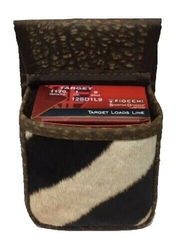 Old Post Shell Pouch Burchell Zebra & Brown Cape Buffalo Shotgun Shell Box Trap Skeet Pouch ...