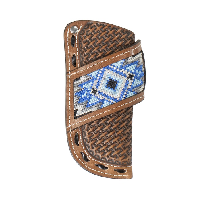 (image for) Knife Sheath Basketweave Blue Diamond Inlay