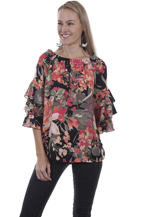 (image for) Floral print peasant blouse