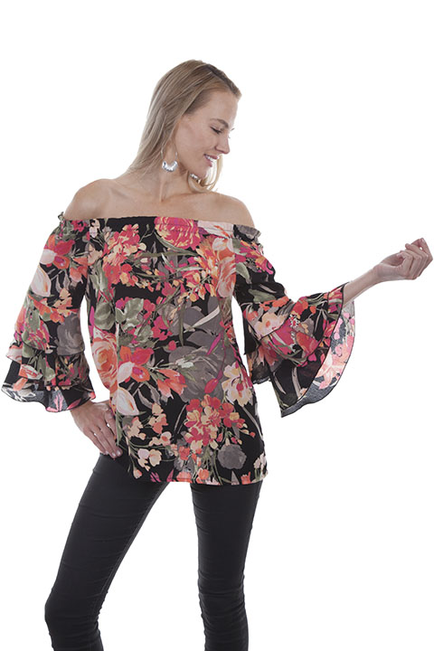 (image for) Floral print peasant blouse