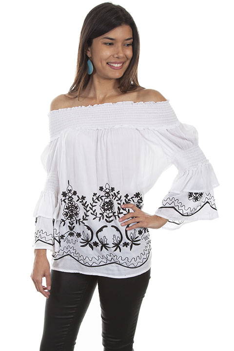 (image for) Off the shoulders embroidered blouse