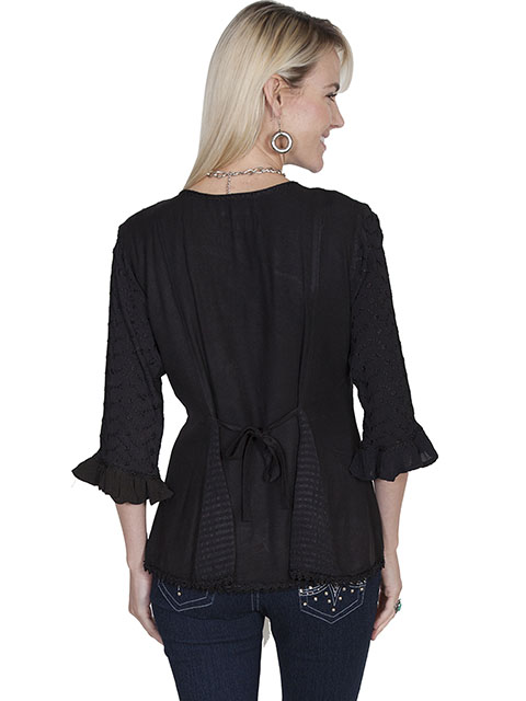 (image for) Ladiies 3/4 Sleeve Tonal Embroidered Blouse