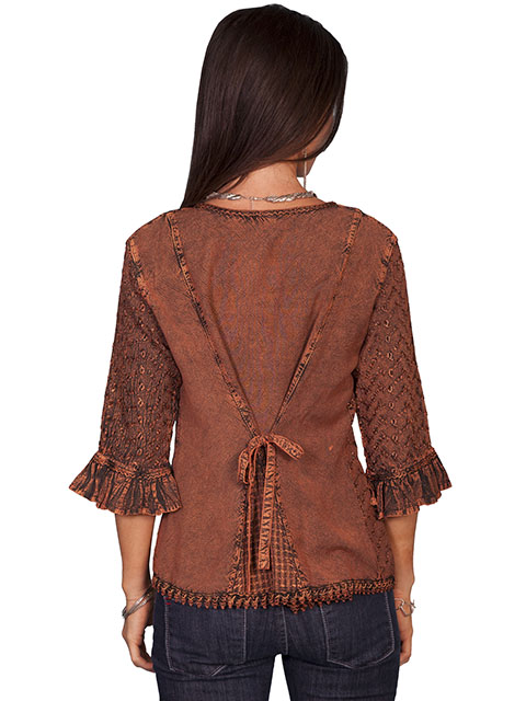 (image for) Ladiies 3/4 Sleeve Tonal Embroidered Blouse