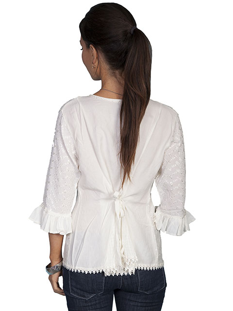 (image for) Ladiies 3/4 Sleeve Tonal Embroidered Blouse