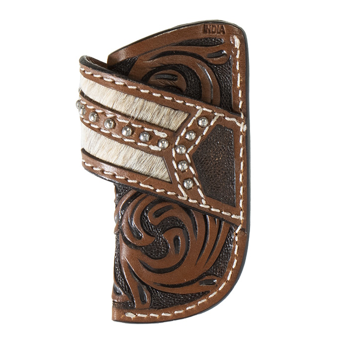 (image for) Knife Sheath Floral Leather Bead Calf Hair