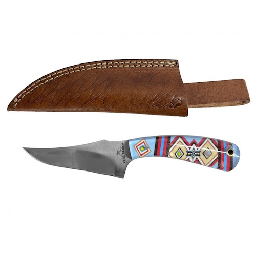 (image for) Old Ram Knife with Basket Stamp Leather Sheath
