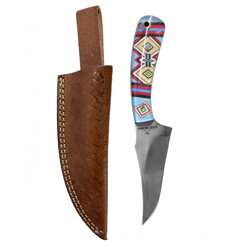 (image for) Old Ram Knife with Basket Stamp Leather Sheath