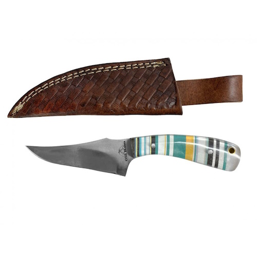 (image for) Old Ram Knife with Basket Stamp Leather Sheath