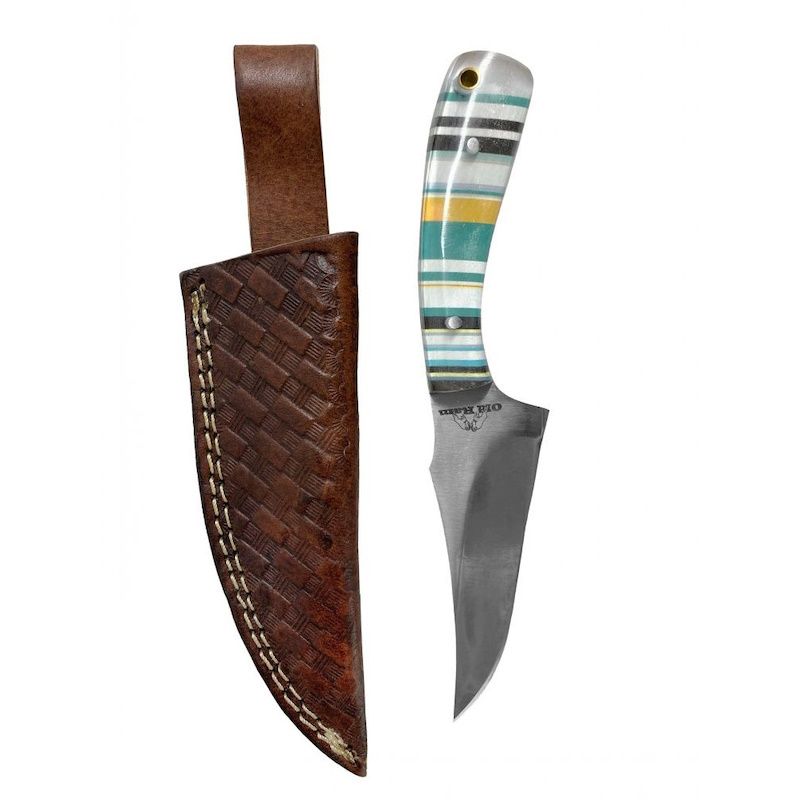(image for) Old Ram Knife with Basket Stamp Leather Sheath