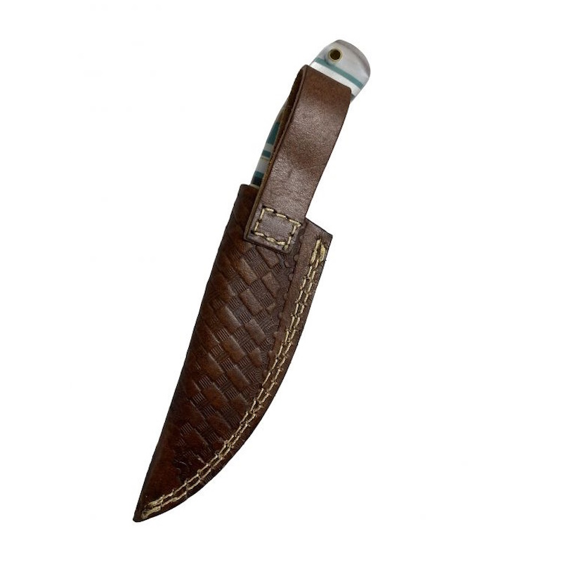 (image for) Old Ram Knife with Basket Stamp Leather Sheath