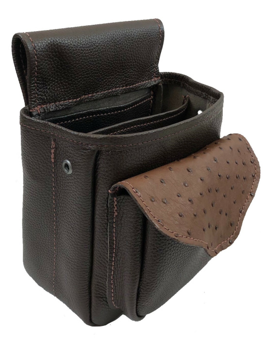 Old Post Shell Pouch Brown Leather with Ostrich Shotgun Shell Belt Pouch Bag [AGI ...