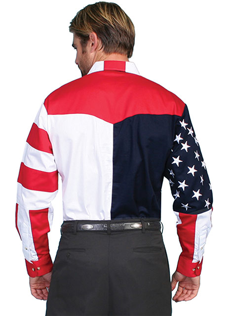 (image for) Button Front Cotton Shirt Stars & Stripes U.S.A. Flag Design