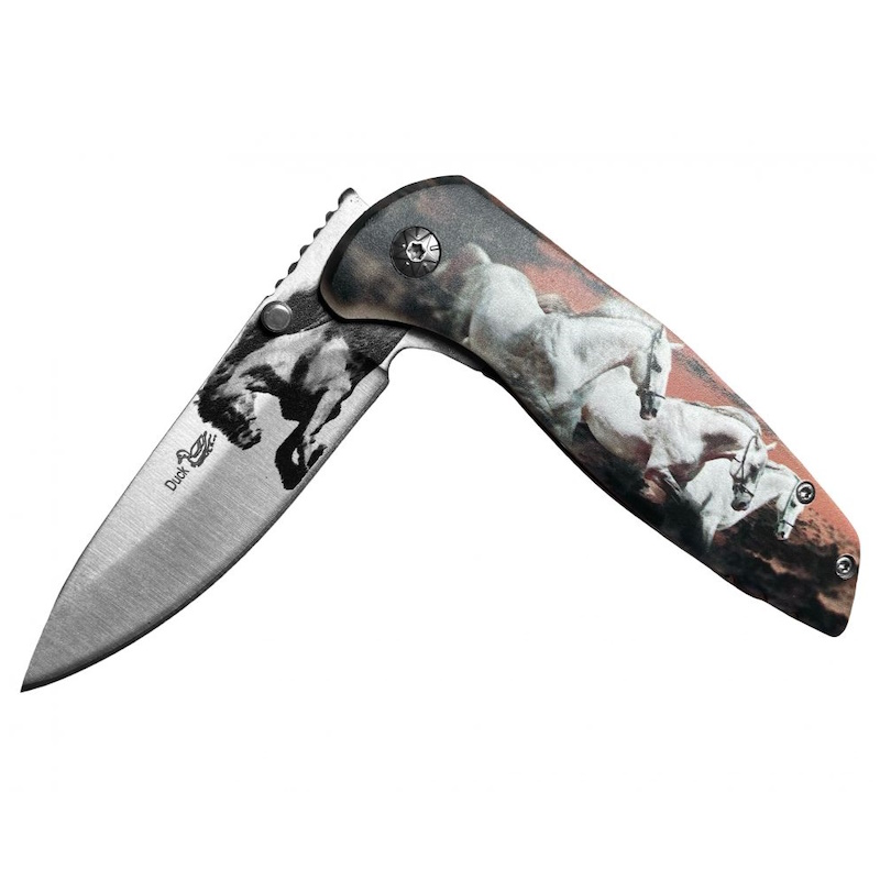 (image for) Spring Assist Knife Running Horses Handle & Blade