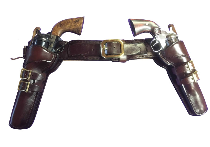 thumbnail interactive-video image 1 of Civil War Reproduction Leather Waist Belt With Holster – Right Hand Draw, Black 1 of 5