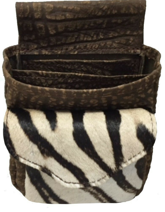 Old Post Shell Pouch Burchell Zebra Pocket & Brown Cape Buffalo Shotgun Shell Belt Pouch ...