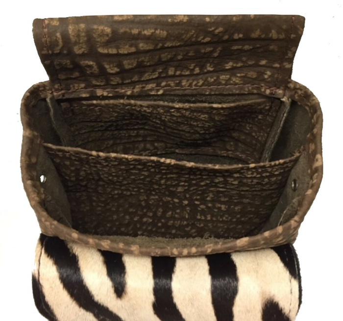 Old Post Shell Pouch Burchell Zebra Pocket & Brown Cape Buffalo Shotgun Shell Belt Pouch ...