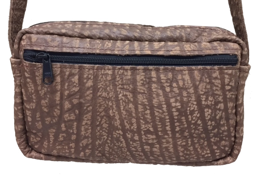 (image for) Zebra & Brown Cape Buffalo Leather Crossbody Purse