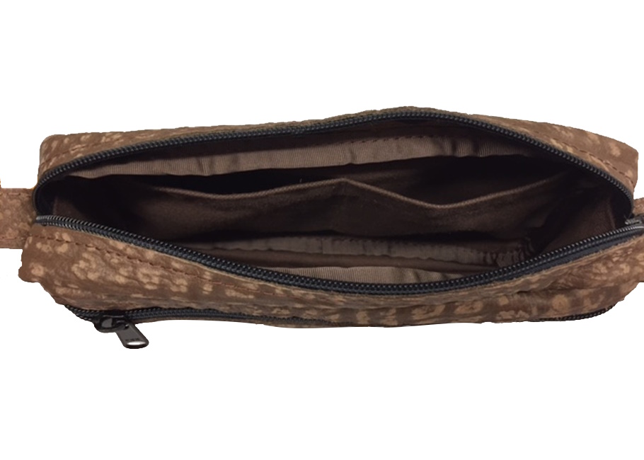 (image for) Zebra & Brown Cape Buffalo Leather Crossbody Purse