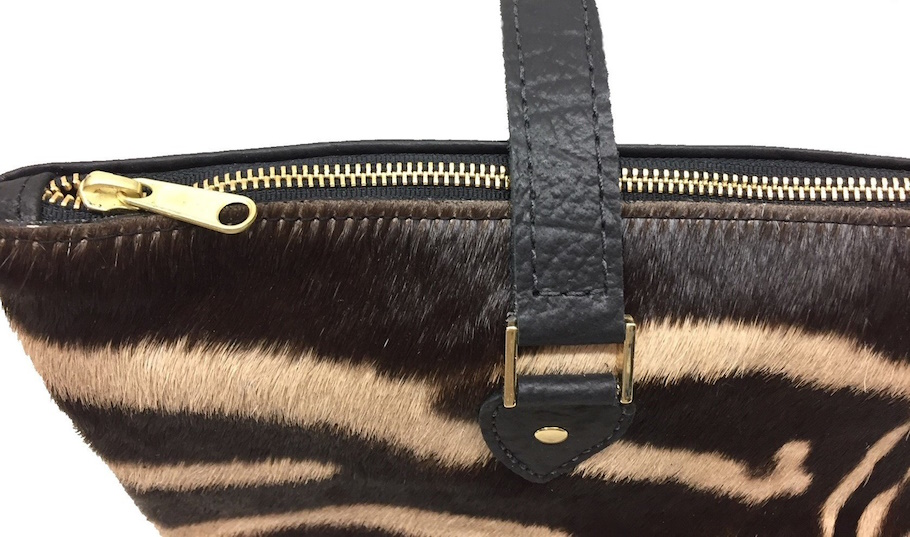 (image for) Burchell's Zebra & Cape Buffalo Hide Leather Carry All Tote