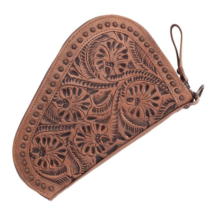 (image for) American West Floral Tooled Handgun Case 9 1/2 x 6 x 1