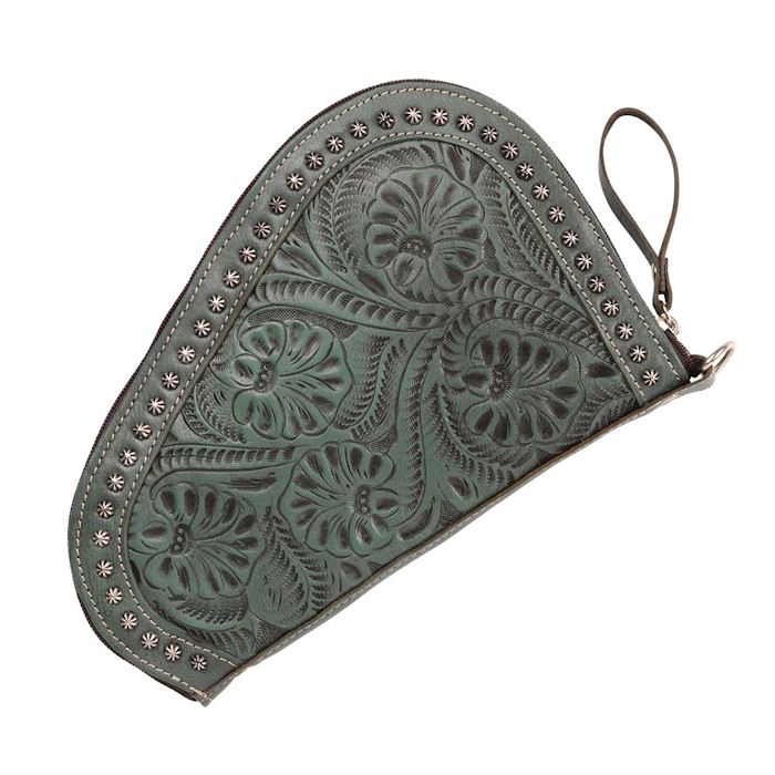 (image for) American West Floral Tooled Handgun Case 9 1/2 x 6 x 1