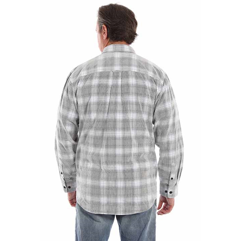 (image for) Cotton Corduroy Button Front Plaid Western Shirt