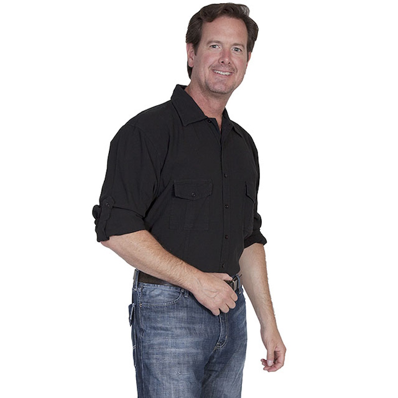 (image for) Lightweight Cotton Shirt with Sleeve Pocket & Straps