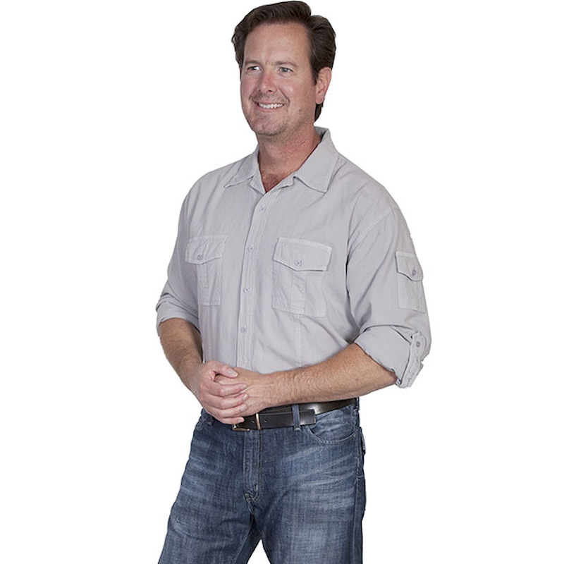 (image for) Lightweight Cotton Shirt with Sleeve Pocket & Straps
