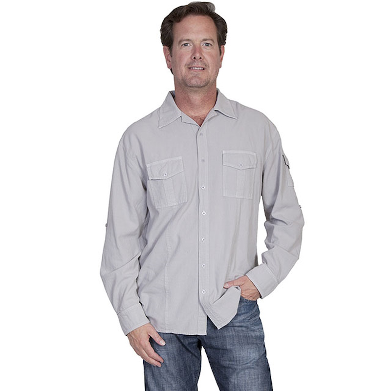 (image for) Lightweight Cotton Shirt with Sleeve Pocket & Straps