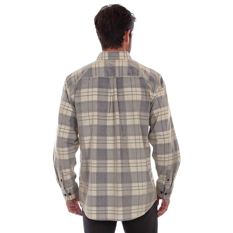 (image for) Western Cotton Corduroy Button Front Plaid Shirt