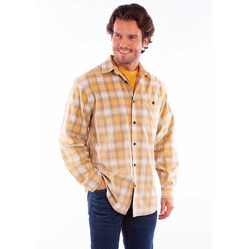 (image for) Plaid Western Shirt Button Front Cotton Corduroy