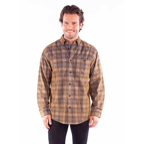 (image for) Western Shirt Plaid Button Front Cotton Corduroy