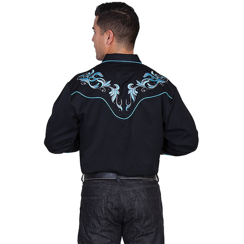 (image for) Embroidered Two Tone Leaf Western Snap Front Shirt