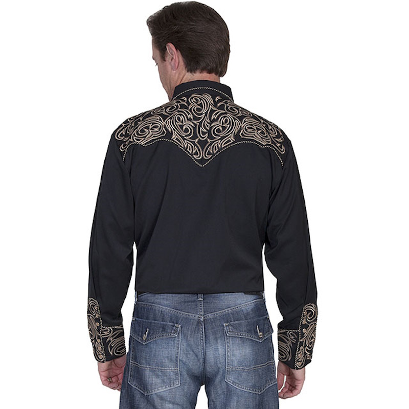 Western Snap Shirt with Embroidered Scroll Pattern Yokes [P-852] : Old ...