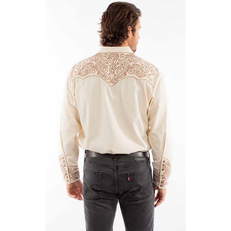 Western Snap Shirt with Embroidered Scroll Pattern Yokes [P-852] : Old ...