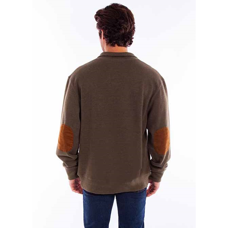 (image for) Sweater Zipper / Button Neck Suede Trim & Elbow Patches