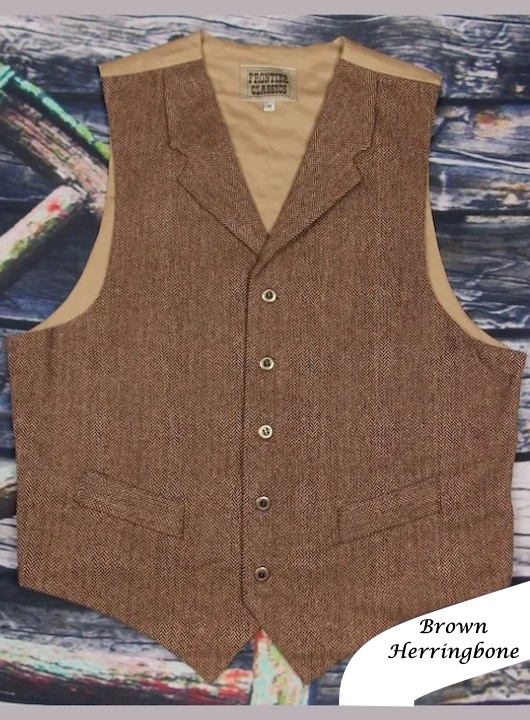 (image for) Western Cattle Baron Herringbone Wool Front Vest